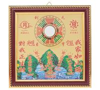 Healifty Chinese Bagua Mirror Decorative Ornament Square Density Board Feng Shui Evil Exorcism Amulet for Home Door Wall Hanging Traditional Trigrams Blessing