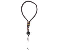 Healifty Chinese Style Black Ebony Wood Six-character Blessing Phone Lanyard Wrist Strap Short Cell Phone Charm Rope Hanging Decor Keychain Accessory