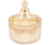 Healifty Clear Glass Candy Dish with Lid Crystal Storage Jar for Nuts Cookies and Trinkets Decorative Covered Candy Bowl for Home Wedding and Garden Display