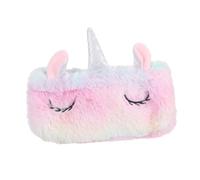 Healifty Colorful Plush Unicorn Pencil Case Multifunctional Stationery Organizer for Soft Fluffy Cosmetic Makeup Bag with Zipper Cute Travel Coin Purse for School and Home Use
