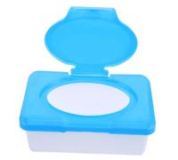 Healifty Compact Blue Wipes Storage Box with Lid Lightweight Wipe Holder for Bathroom Portable Refillable Container Easy to Clean and Space Saving Design