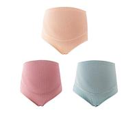Healifty Cotton High Waist Adjustable Maternity Panties Splice Stomach Lift Nursing Underwear for Pregnant Women 3pcs (Pale Mauve Skin Color Blackish Green)