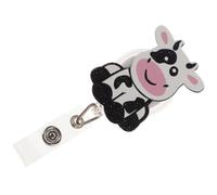 Healifty Cow Print Retractable Badge Holder with Alligator Clip, Cute Nurse Name Tag Reel for Doctors and Medical Staff, Portable Work Id Card Badge Clip with 360° Rotation