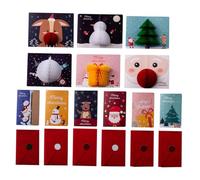 Healifty Creative Christmas Honeycomb 3D Greeting Cards Set of 6 with Lovely Elk Patterns, Adorable Xmas Cards for Friends, Delicate Festive Paper Decorations for Holiday Season