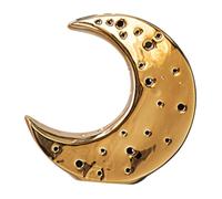 Healifty Creative Moon Shaped Ceramic Flower Arranging Vase for Desktop Corrosion Resistant Material Suitable for Fresh Dried Artificial Flowers Elegant Gold Finish for Home and Wedding