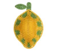 Healifty Creative Paper Rope Woven Fruit Shaped Basket for Bread and Snacks, Yellow Iron Frame, Breathable Food Serving Basket for Kitchen Counter and Family Gatherings