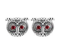 Healifty Creative Silver Owl Cufflinks for Men’s Business Suits, 2 Pieces Stylish Shirt Cuff Links, Groom Wedding Accessory for Formal Attire