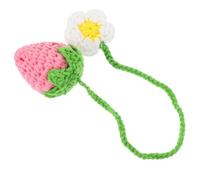 Healifty Crochet Flower Strawberry Hanging Ornament Decorative Auto Pendant for Car Mirror Stylish Rear View Mirror Accessories Safe and Lightweight Knitted Design for Handbags and Keyrings