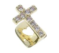Healifty Cross Copper Single Tooth Grill with Zircon Inlay, Gold Hip Hop Teeth Cap for Adults, Unisex Grill Accessory for Party and Cosplay
