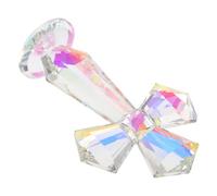 Healifty Crystal Cross Figurine Religious Prayer Statue Ab Color Glass Tabletop Cross Decor for Christian Home and Easter Decoration