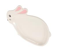 Healifty Cute Ceramic Rabbit Dessert Plate for Porcelain Snack Appetizer Dish Multi Function Tableware for Easter and Daily Use Sturdy Smooth Finish Easy to Clean