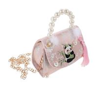 Healifty Cute Panda Crossbody Bag Chinese Style Purse Stylish Polyester Birthday Versatile Carrying Options Ample Space for Essentials Little Outdoors Pink Pearl Handle