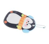 Healifty Cute Penguin Cartoon PVC Card Holder Keychain with Lanyard and Teens, Kpop Photocard and Stray Wallet, Black Animal Id Badge Holder for Pass and Game Cards