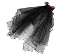 Healifty Dead Bride Halloween Veil Headband with Black Lace and Red Roses, Gothic Witch Hair Accessory for Party Dress-up, Women’s Dark Bridal Costume Headpiece