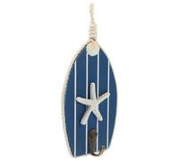Healifty Decorative Made of Wood and Iron Multi-use Hook Mediterranean Style Coat Hook Wall Mounted with Simple Structure Design, Blue Key Chain Holder for Home or Office