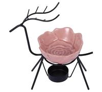 Healifty Deer Iron Aroma Therapy Burner Rose Shape Tealight Holder Home Diffuser Censer Decor for Living Patio Gift