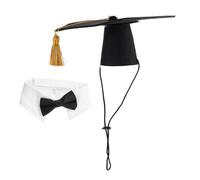 Healifty Delicate Pet Graduation Festival Dog Costume Set with Polyester Graduation Cap and Decorative Tuxedo Collar Comfortable Photo Props