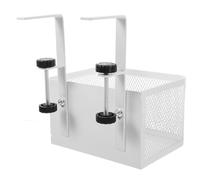 Healifty Desk Cable Organizer Clamp Basket with Carbon Steel Clamp, Small White Mesh Storage for Chargers and Remote Controls, for Office and Home Environments