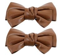 Healifty Detachable Black Leather Shoe Bow Clips 1 Pair Bowknot Shoe Buckle Accessories for High Heels for Women