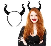 Healifty Devil Horns, Black Devil Horn Headband, Maleficent Horns, Devil Horn Beanie, PVC One-Size Costume Headwear - Perfect for Halloween Cosplay, Fancy Dress Parties & New Year’s Eve