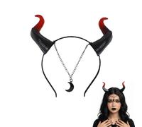 Healifty Devil Horns Headband with Headchain: Devil Ears for Halloween - Costume Accessory for Cosplay Dress Up