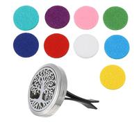 Healifty Diffuser Natural Stainless Vent Clip Steel Car Aromatherapy with Hollow out Design and 9pcs Refill Pads for Car Freshener and Relaxing Assorted Random Color Assorted style