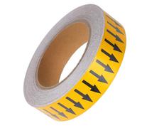 Healifty Directional Pipe Flow Arrow Tape 30mm X 20m, Yellow Adhesive Gas Pipe Label Arrow, Industrial Floor Warning and Identification Sticker for Chemical and Fire Safety