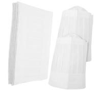 Healifty Disposable Paper Chef Hats for Restaurant Kitchen, Thick Cooking Uniform Hats, 20pcs Flat Top Style Suitable for Japanese and Western Cuisine Chefs White