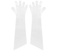 Healifty Disposable Soft Plastic Film Gloves Transparent Long Arm Veterinary Examination Artificial Insemination Glove 50PCS (White)