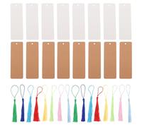Healifty DIY Bookmark Kit 100pcs Blank Bookmarks with Tassels, White and Kraft Cardstock 5x15cm, Handmade Craft Set for Stationery, Reading Accessories, Tags for Teachers and Students