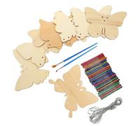 Healifty DIY Butterfly Wind Chime Craft Kit for Paintable Wooden Wind Bells with Chimes Paintbrushes String for Home Garden Patio Decoration and Creative Art Projects