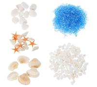 Healifty DIY Sea Glass and Natural Conch Shells Kit for Beach Decor, Small Seashells for Crafting, Wishing Bottle Set for Home, Office, Aquarium Decorations