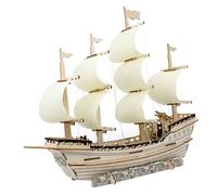 Healifty DIY Wooden Sailboat Puzzle Model for Adults Handcrafted Wooden Ship Kit Smooth Edges Safe for Hands Cognitive Skill Building Craft Decorative Nautical Home and Office Display