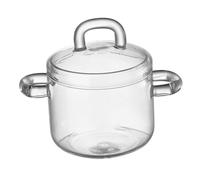 Healifty Double Handle Glass Dessert Bowl with Lid for Soup Salad Noodles Microwave Oven Safe Clear Borosilicate Heat Resistant Fruit Vegetable Serving Pot