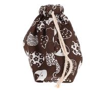 Healifty Double Layer Lunch Bag Bento Pouch Lightweight Portable Cotton and Linen Drawstring Design Reusable Lunch Bag Women for Study and Office