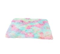 Healifty Double Layer Plush Dog Mat Rainbow Pink Medium, Warm Pet Cushion Blanket for Small to Large Dogs and Cats, Soft Puppy Sleep Mat for Indoor Use