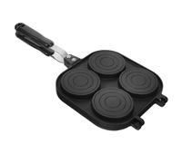 Healifty Double Side Non-Stick Egg Frying Pan with Four Molds Even Heating Breakfast Pan Easy to Clean Lightweight Kitchen Skillet for Eggs and More