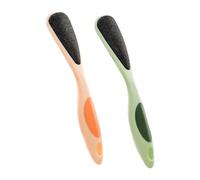 Healifty Double-Sided Foot Scraper and Callus Remover Set 2pcs Long Handle Foot Planer for Heel and Dead Skin Removal Assorted Orange and Green for