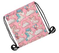 Healifty Drawstring Backpack Unicorn Drawstring Party Favor Bag Fashion Polyester Lightweight Large Capacity Chic Travel Bag for Sports Unique Unicorn Pattern