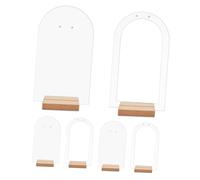 Healifty Earring Display Stand Acrylic 6Pcs with Wooden Base Arch for Ear Studs Organizer and Desktop Jewelry Storage Holder