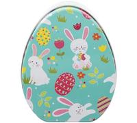 Healifty Easter Rabbit Tin Box Bunnies Eggs Spring Flowers Design Fillable Metal Candy Case Hunt Kit Game Jewelry Coin Crafts Storage Holder Decorations Party Favors