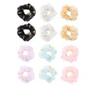 Healifty Elastic Hair Rings Floral Hair Scrunchies 12Pcs with Candy-Colored Flowers for School