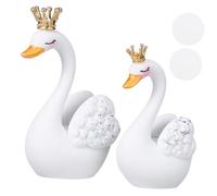 Healifty Elegant Crown Resin Swan Figurines for Home Office Desk Wedding Decor Low Maintenance White Swan Couple Ornaments for Dashboard and Bookshelf Romantic Love Symbol Decorations