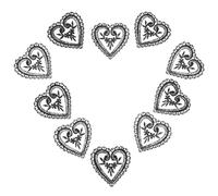 Healifty Embroidered Heart Patches 10Pcs DIY Clothing Sewing Applique Organza Lace for Decorative Use on Garments