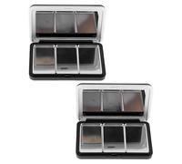 Healifty Empty Eyeshadow Palette for Easy Organization with 3 Grid Compartments 2pcs Portable Blush and Lipstick Storage Case in Black Plastic and Iron, for Beauty Routines and Travel
