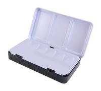 Healifty Empty Watercolor Metal Tin Paint Case with Compartments Large Black Storage Box for Artists DIY Pigment Container Portable Watercolour Painting Tin Blocks for Travel and Craft