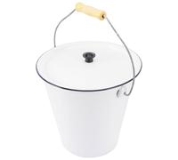 Healifty Enamel Ash Bucket with Lid and Handle 5.5l Fire Bucket for Indoor Fireplace Charcoal Container Multi-use Handheld Paper Burner Suitable for Wood Burning and Outdoor Incinerator
