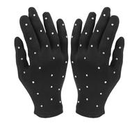 Healifty Figure Skating Gloves with Rhinestones and Women, Black Opaque Dance Mitts, 1 Pair Performance and Party Stage Gloves for Ice Skating Shows