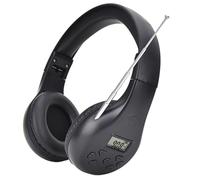 Healifty Fm Radio Headphone with Digital Display, Foldable Black over Ear | Built in Receiver, Soft Earmuffs and Adjustable Beam, Aux Use, and Commuters