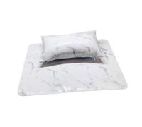 Healifty Foldable Marble Pattern Nail Art Hand Pillow and Desk Mat Comfortable Nail Arm Rest Cushion with Anti-fouling Mat for Manicure Salon Portable Technician Tool to Hand and Arm